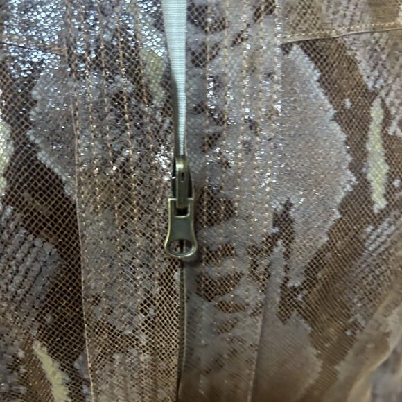 Womens Reversible Leather Jacket Brown Snakeskin Suede Size Medium - Picture 5 of 10